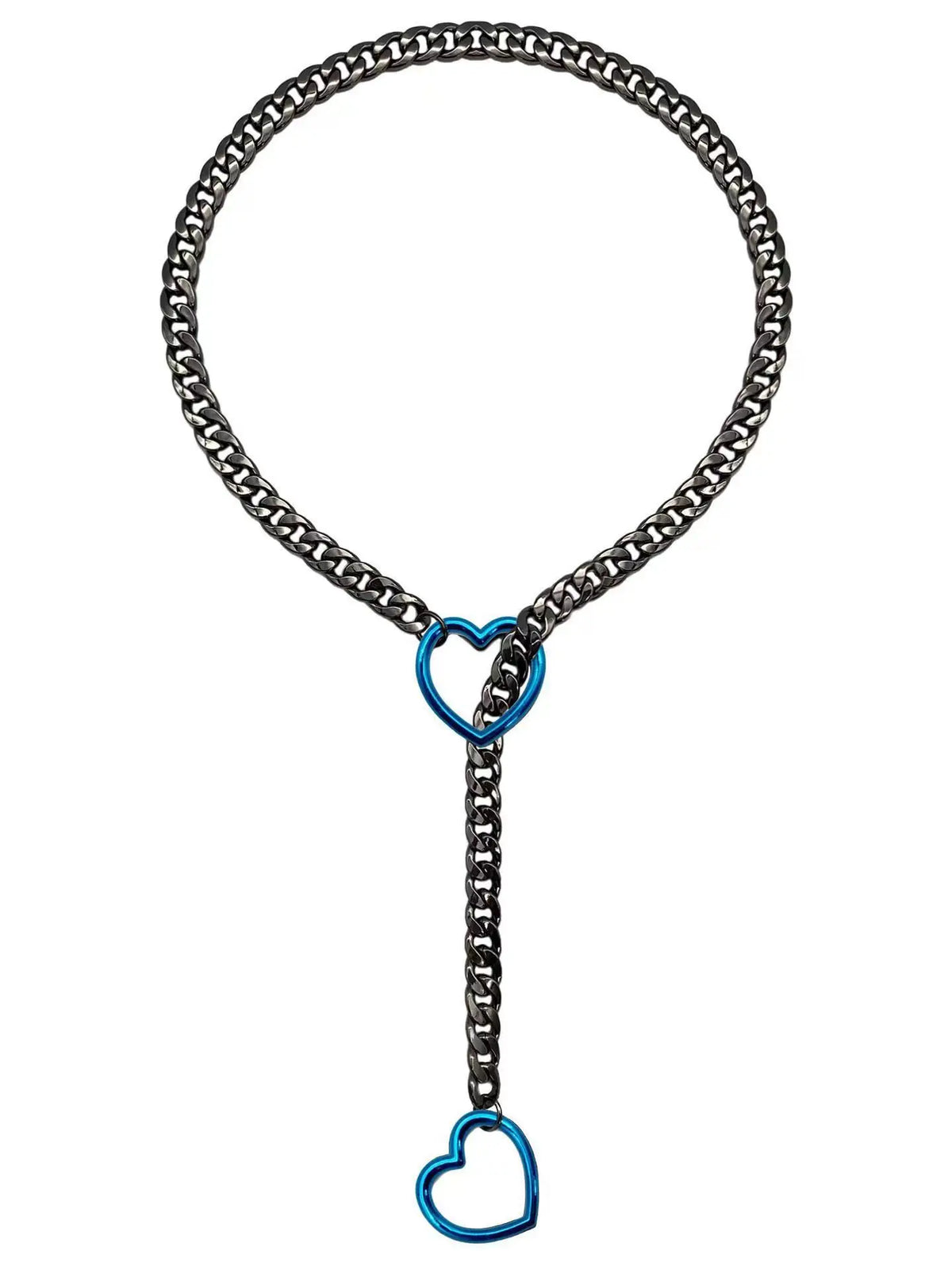 Adjustable Stainless Steel Cuban Link Necklace - Heart O Ring Punk Rock Chain Jewelry for Daily Party Wear