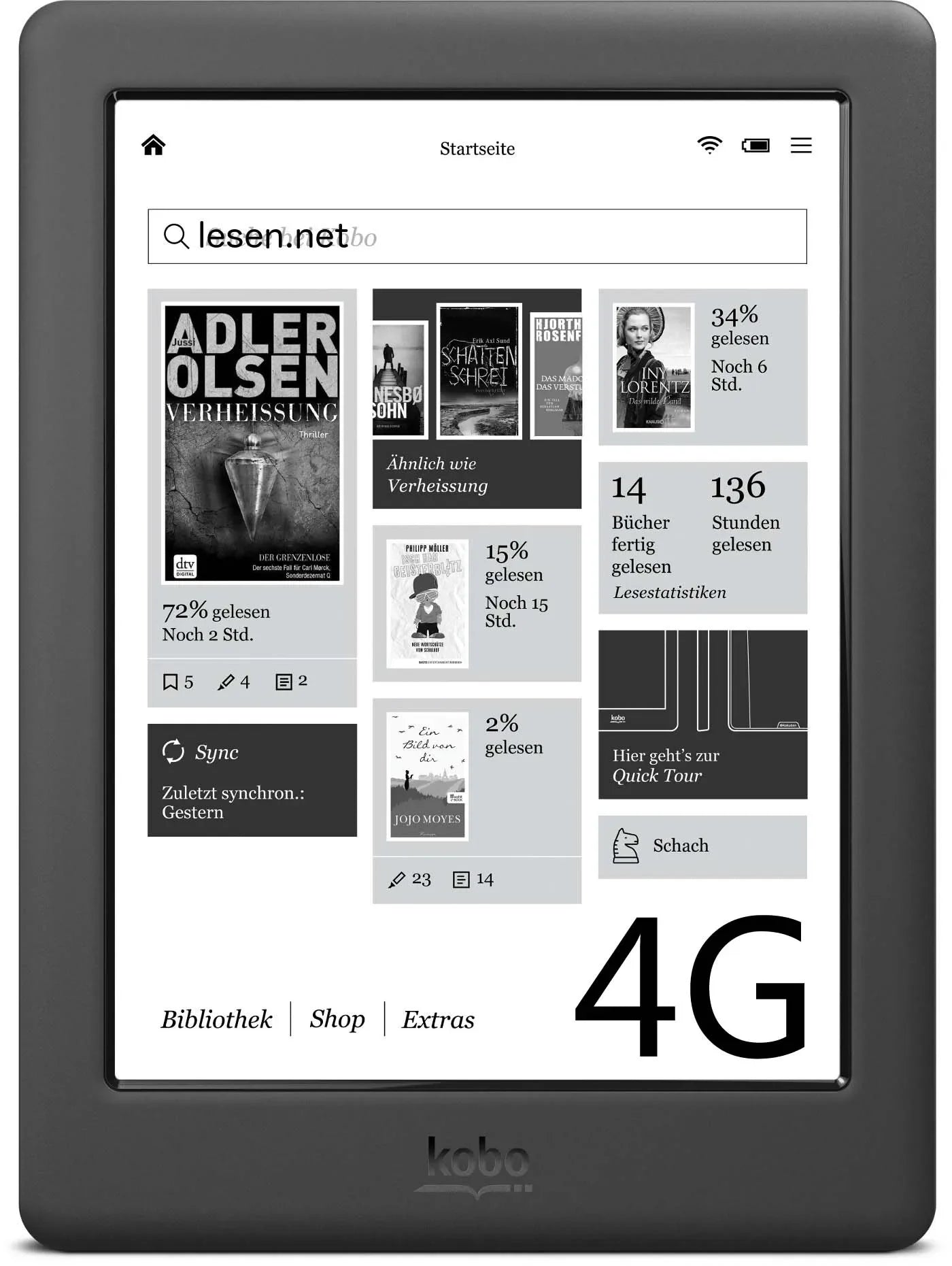 KOBO Glo HD E-Reader - 6-Inch 300PPI E-Ink Display with Front Light, Available in 4G/16G/32G Models