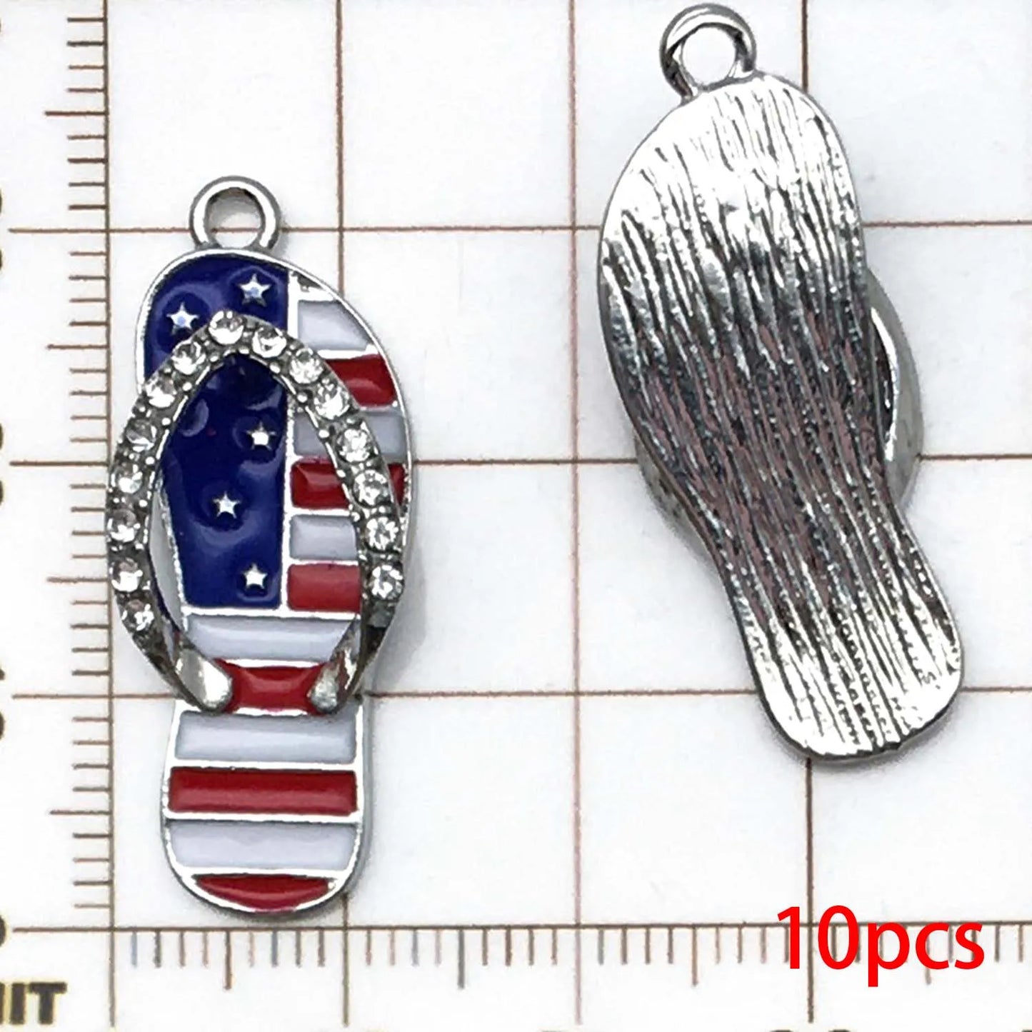 10/13pcs Enamel Flag Charms - Alloy Independence Day Pendants for DIY Bracelets Necklaces & Jewelry Making