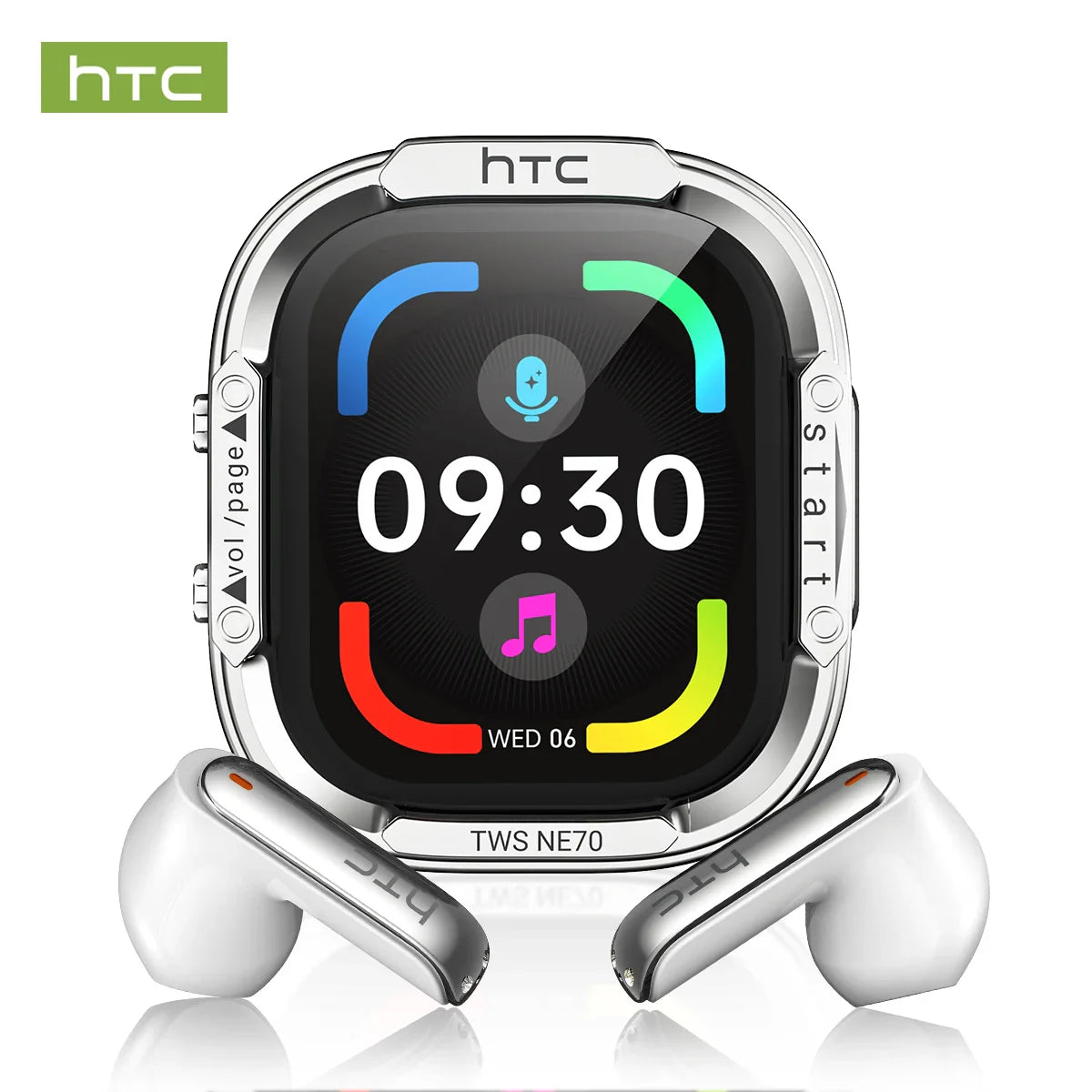 HTC NE70 Wireless Bluetooth Earbuds with AI Translator HD LCD Display Microphone 30H Battery Life Noise Reduction In-Ear Headphones