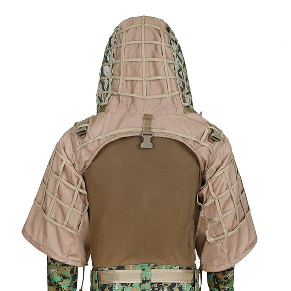 Ghillie Suit Set | Camouflage Hunting Poncho, Base, Cape & Sniper Viper Hood for Airsoft & Paintball