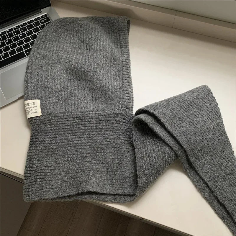Y2K Balaclava Beanie Hat & Scarf – Thick Knit One-Piece Winter Neck Warmer Retro Style