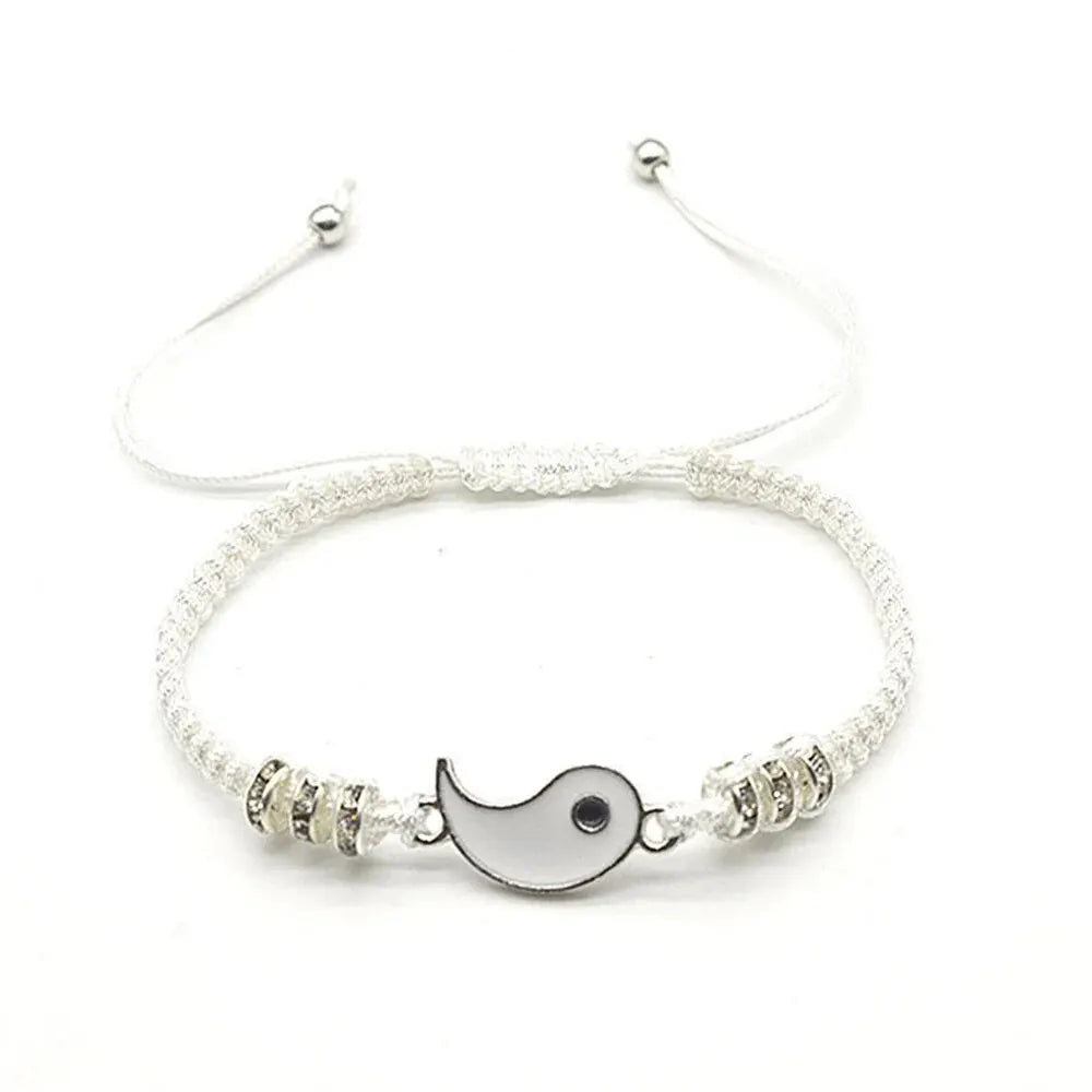 Couple Tai Chi Black & White Adjustable Rope Bracelet Set – Minimalist Jewelry for Daily Wear and Matching Accessories