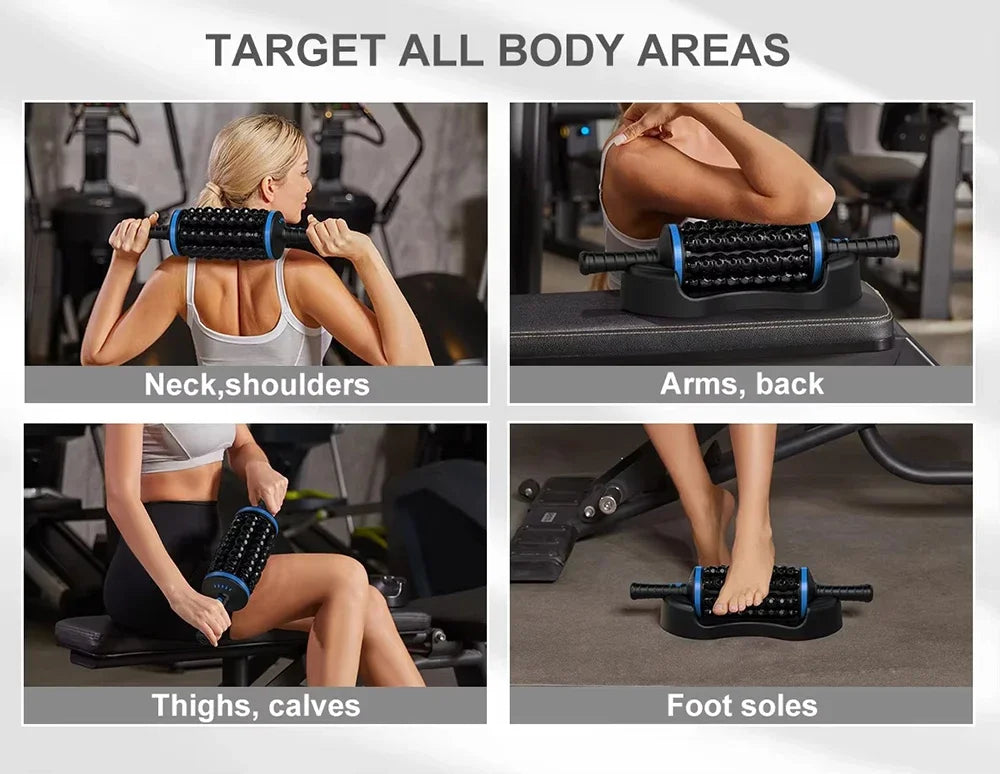 Cordless 360° Roller Body Massager — Rechargeable Percussive Vibrator for Muscle Relaxation, Back, Foot & Leg Therapy