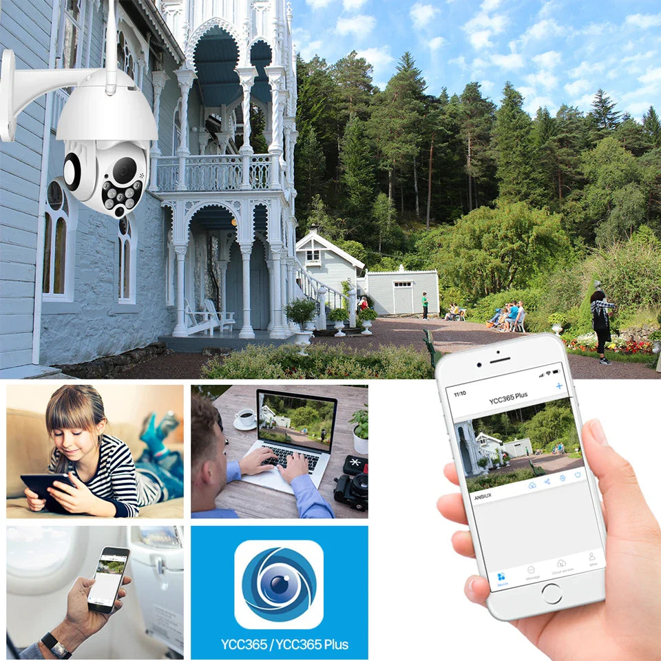 YCC365 Plus 1080P HD Outdoor WiFi PTZ Security Camera – Waterproof CCTV Surveillance with 4X Zoom & Smart Motion Tracking