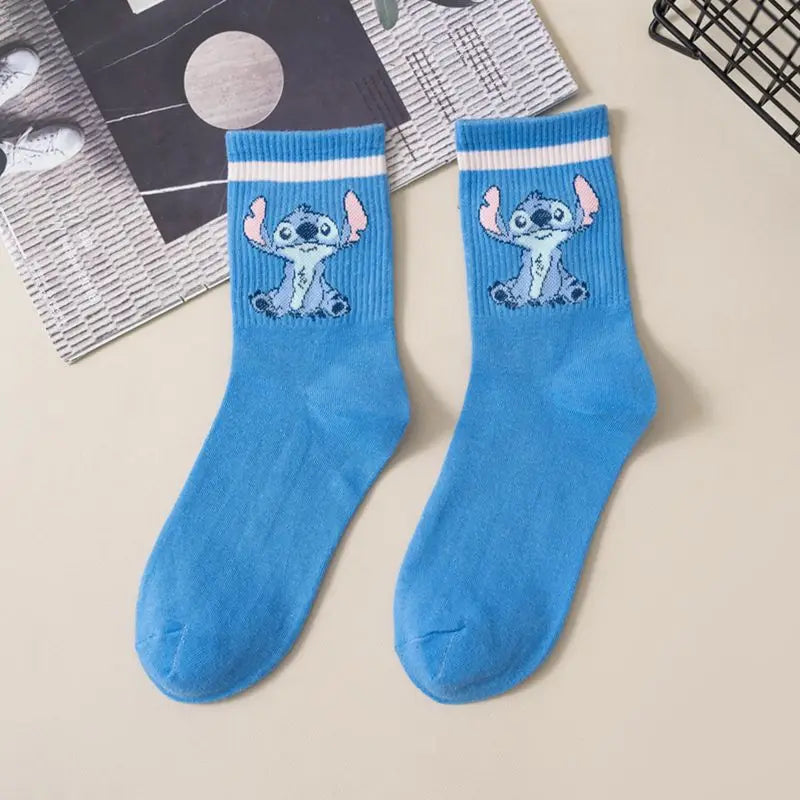 Disney Kawaii Stitch Cotton Socks - Medium Length Combed Cotton Socks, Perfect Birthday Gift for Girls & Boys
