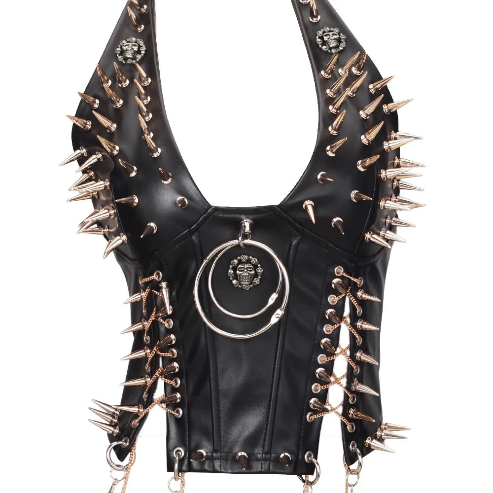 Y2K Gothic Spiked Tank Top - Punk Rock Emo Grunge Festival Style for Women