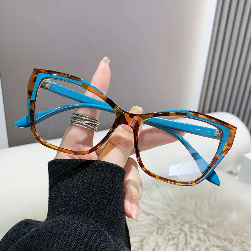 Fashion Cat Eye Reading Glasses for Women – Anti Blue Light Blocker Eyeglasses, Double Color Frame Computer Readers