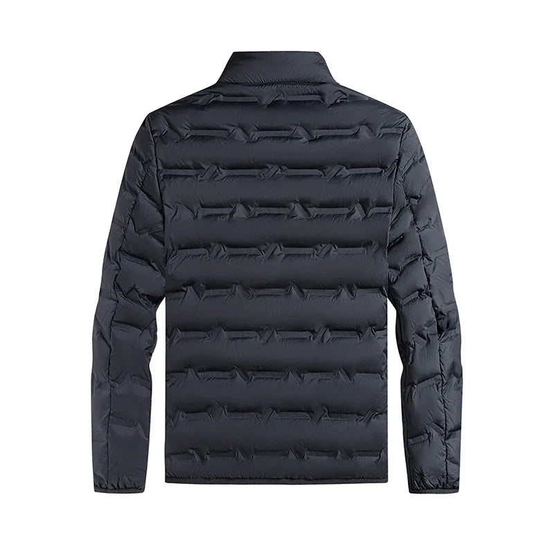Graphene Self-Heating Down Jacket for Men – Solid Windproof, Pleated Stand Collar, Warm Winter Outerwear
