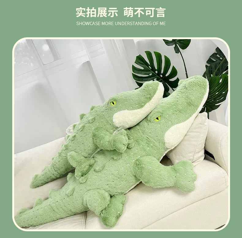 Soft Crocodile Plush Toy – Fluffy Stuffed Alligator Pillow Doll, Jungle Green Sofa Cushion, Birthday Gift