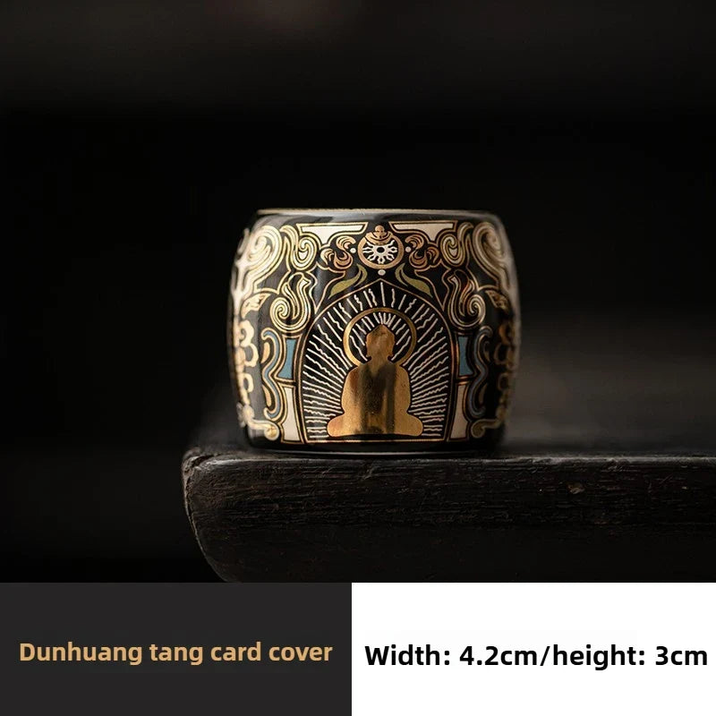 Dunhuang Thangka Tea Pet Decor - Gold & Silver Inlaid Retro Tea Ceremony Accessory