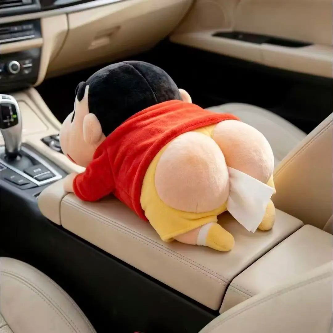 Crayon Shin-chan Plush Tissue Holder - Cute Hanging Car Tissue Bag & Fun Gift Decor