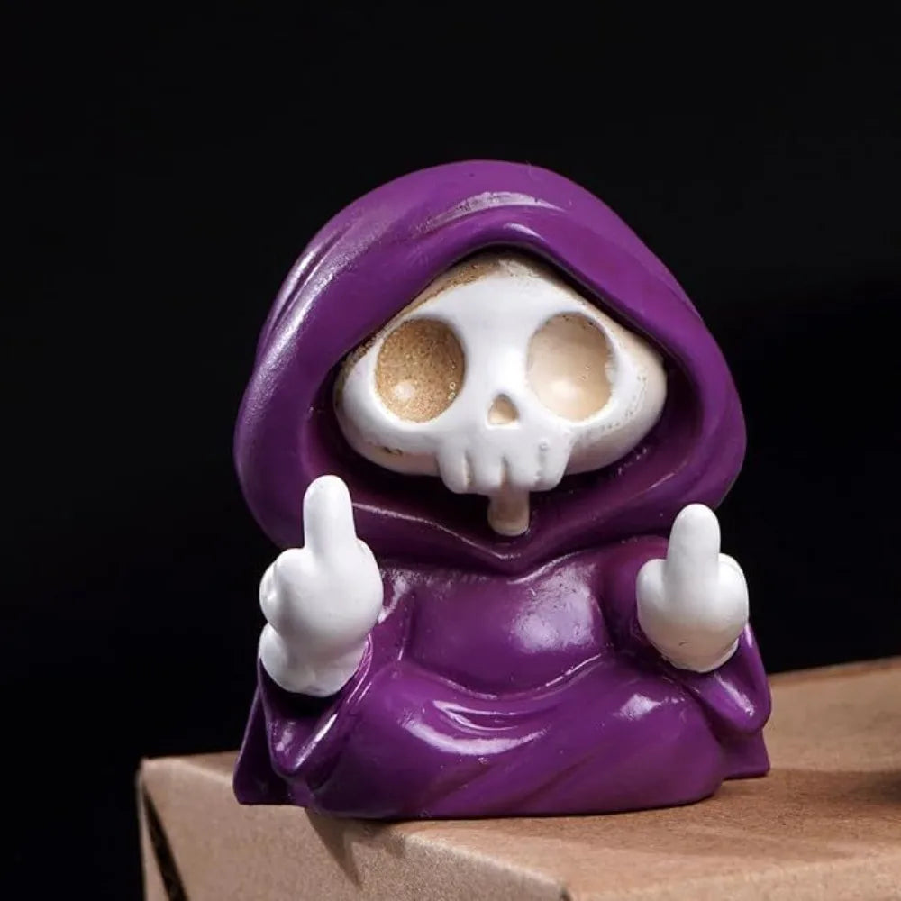 Grim Reaper Resin Figurine – Purple Cloak Ghost Statue for Halloween Home Decor, Party Gift, and Gothic Collectible, 1PC