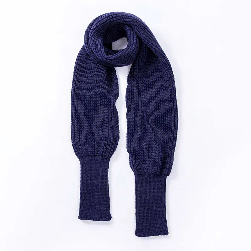 Solid Color Knit Shawl with Long Sleeves - Elegant Soft Warm Top, Elastic Wrap Scarf for Autumn and Winter