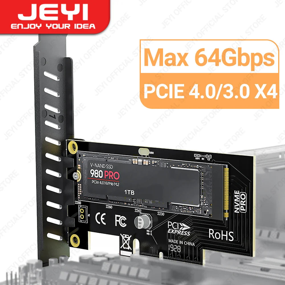 JEYI M.2 NVMe SSD to PCIe 4.0 x1 Adapter Card – 2280 PCI-E Gen4 16Gbps Expansion for Desktop PC