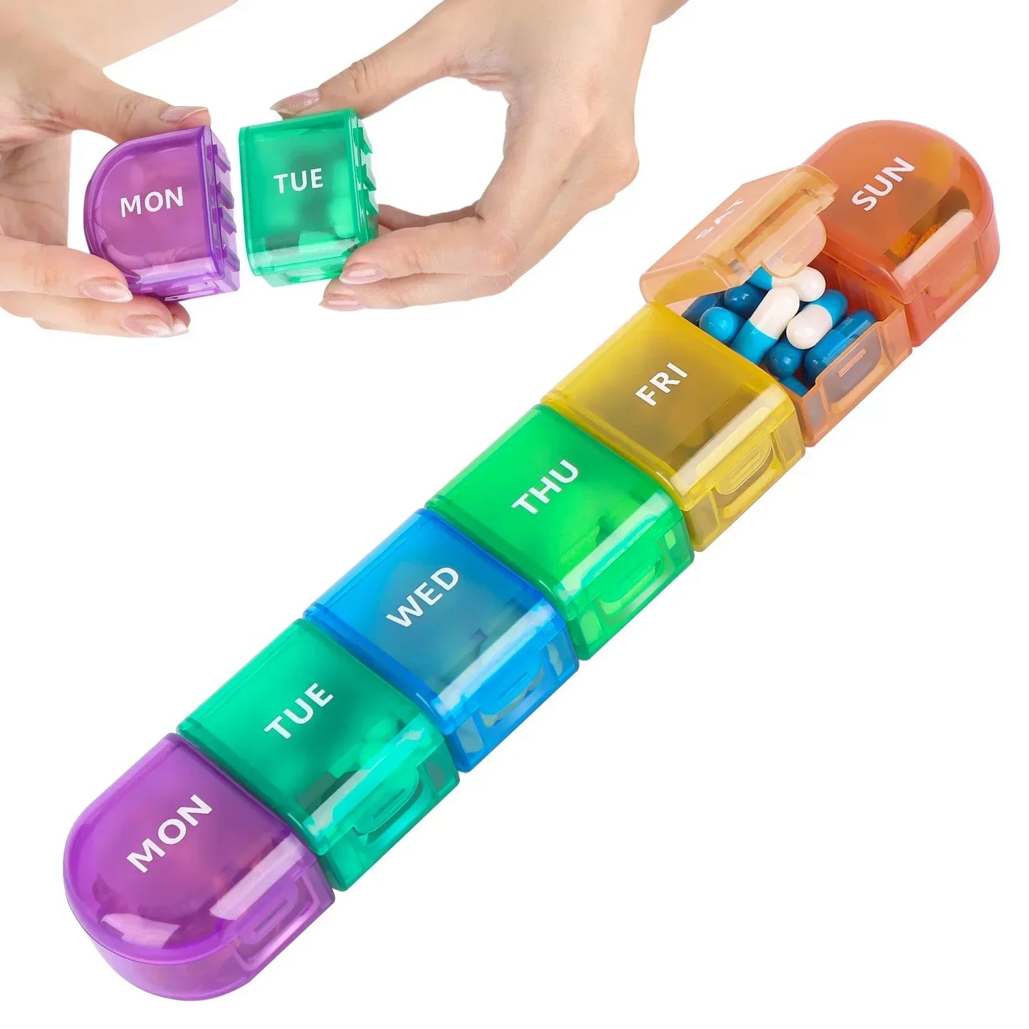 7-Day Weekly Pillbox Organizer – Tablet Holder & Medicine Storage Case for Capsules and Pills