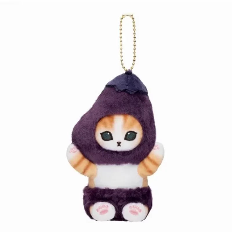 Yoyo Japanese Style Mofusand Plushie Shark Cat Keychain — Cute Fruit & Vegetable Soft Pendant Gift for Girls