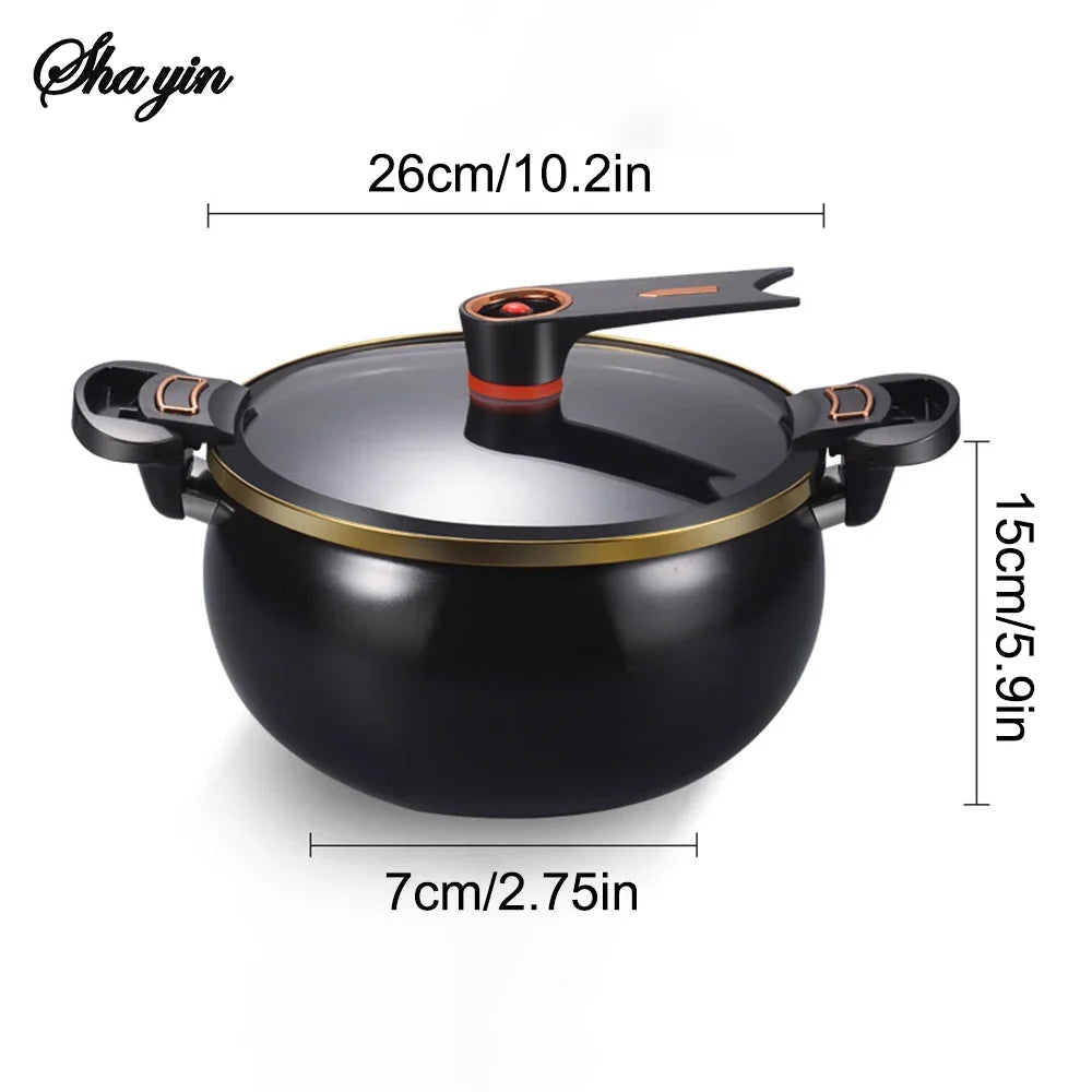 Chubby Micro Pressure Pot - 7L Large Capacity 26cm Non-Stick Multi-Function Stew Pot for Gas & Induction Cookers