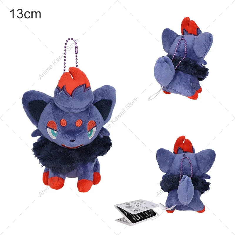Hisuian Zorua Plush Doll – Cute Pokémon Stuffed Animal, Car Key Holder & Backpack Pendant, Xmas Gift for Students