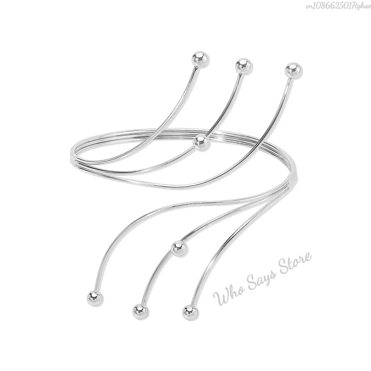 Lacteo Geometric Twisted Upper Arm Cuff Bracelet – Adjustable Water Drop Bangle for Women