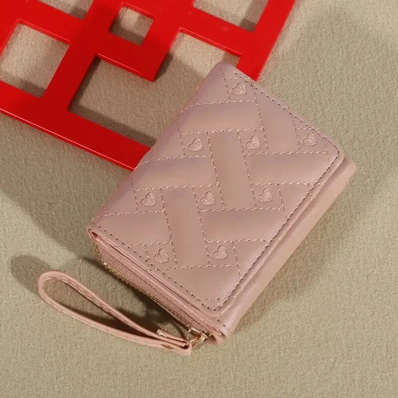 Men’s Fashion Embroidered Love Coin Purse – Trifold Wallet with Multi Card Slots