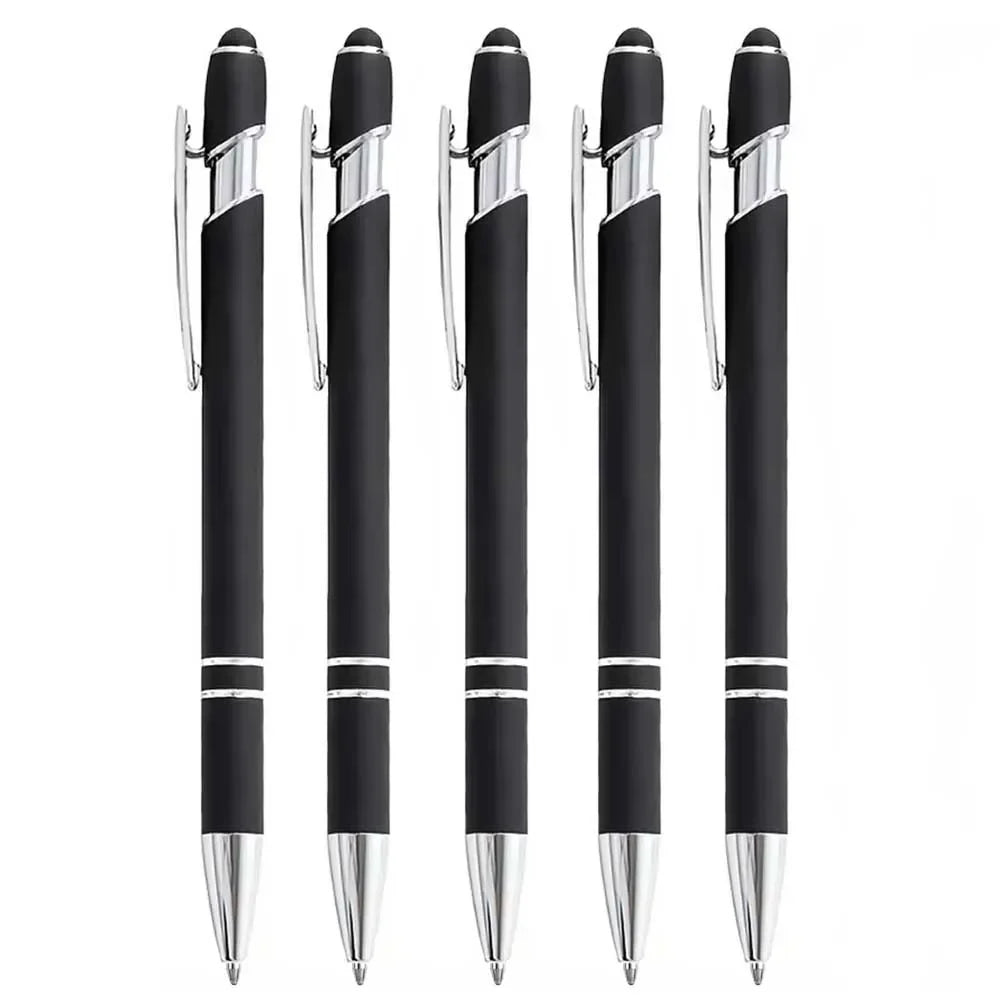 2-in-1 Metal Stylus Ballpoint Pen — 1.0mm Black Ink Pen for Smartphone and Tablet, Set of 5–10 Pieces