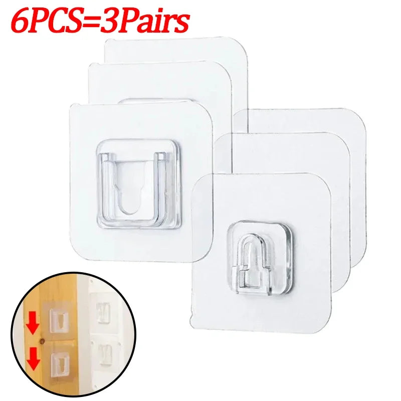 Double-Sided Adhesive Wall Hooks — Strong Transparent Suction Cup Hangers for Kitchen & Bathroom Storage, Plug & Socket Holders