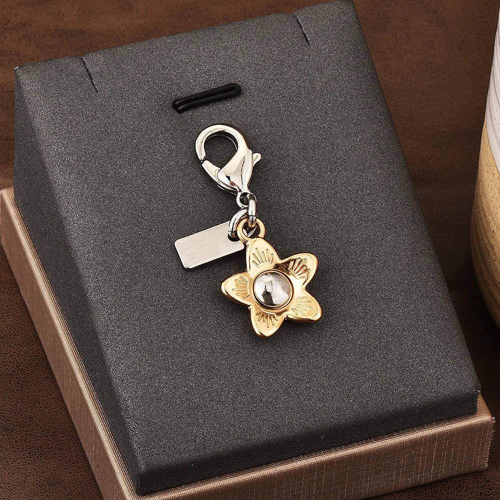 Fashion Bear Cherry Flower Keychain – Metal Y2K Letter C Bag Pendant & Car Key Ring Jewelry Gift for Women