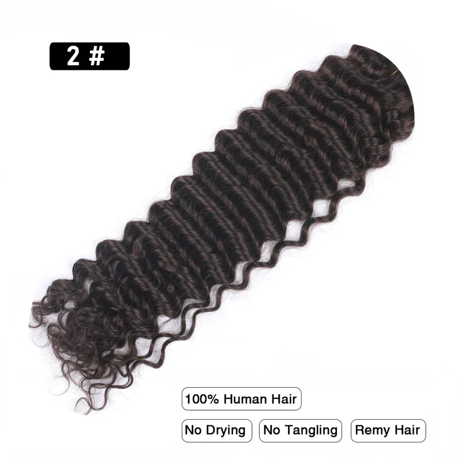 Pre-Colored Brazilian Deep Wave Bulk Human Hair - No Weft, Remy Hair Extensions, 14-28 Inch for Crochet Braids