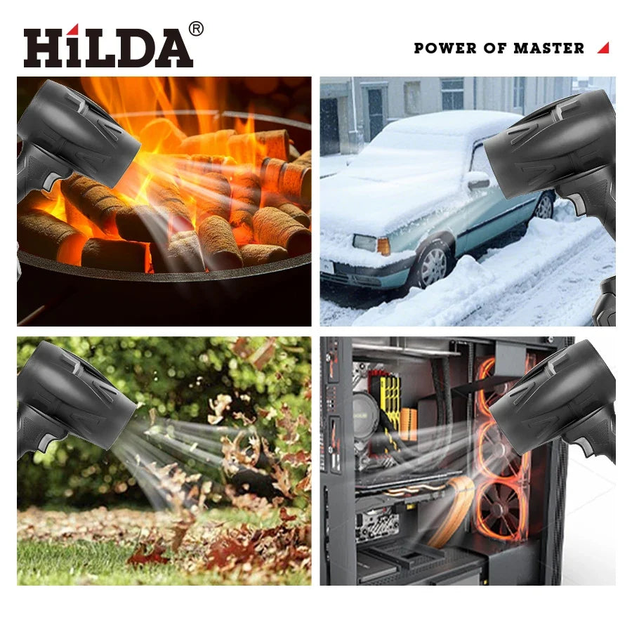 HILDA Handheld Air Blower - 1000W Storm Dust Cleaner Fan with Stepless Speed Control for Makita Battery