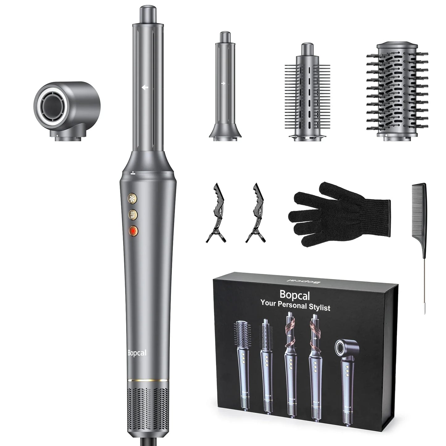 5-in-1 Hair Dryer & Styling Tool – Straightener, 32mm Curling Iron with 300 Million Negative Ions, Quick Drying Hair Care Gift