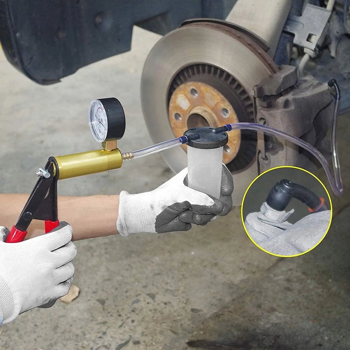 2-in-1 Handheld Vacuum Brake Bleeder Kit with One-Man Brake & Clutch Bleeding System and Protective Case