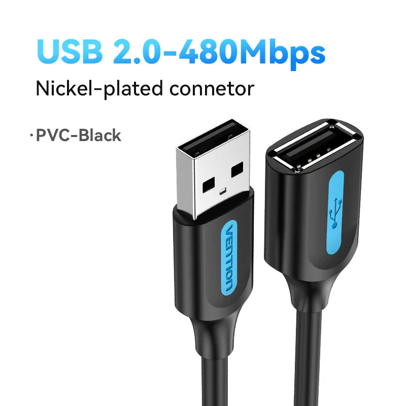 Vention USB 3.0 Extension Cable – High-Speed Data Extender Cord for PC, Smart TV, Xbox One & SSD | USB 2.0/3.0 Compatible Cable