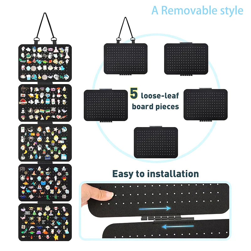 Foldable Felt Jewelry Organizer – 5-Tier Wall Hanging Earring & Pendant Display with Storage for Necklaces and Bracelets