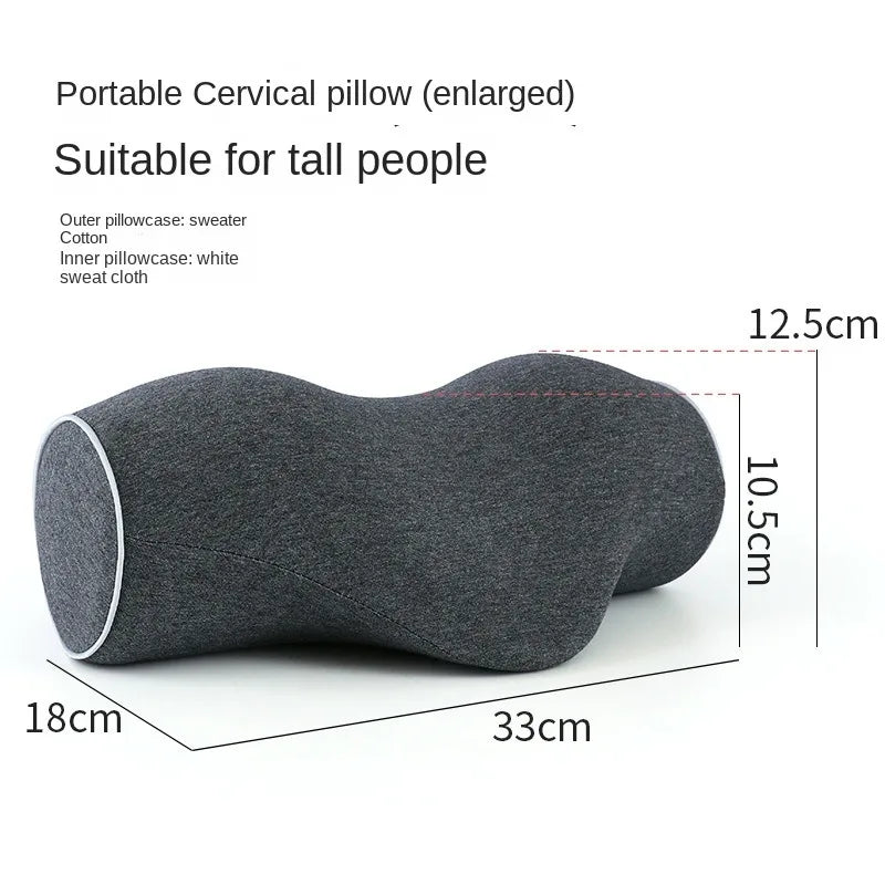 Cervical Spine Pillow - Antiarch Traction Pillow with PU Memory Foam Core, Pure Cotton Cover, Portable Neck Support Pillow