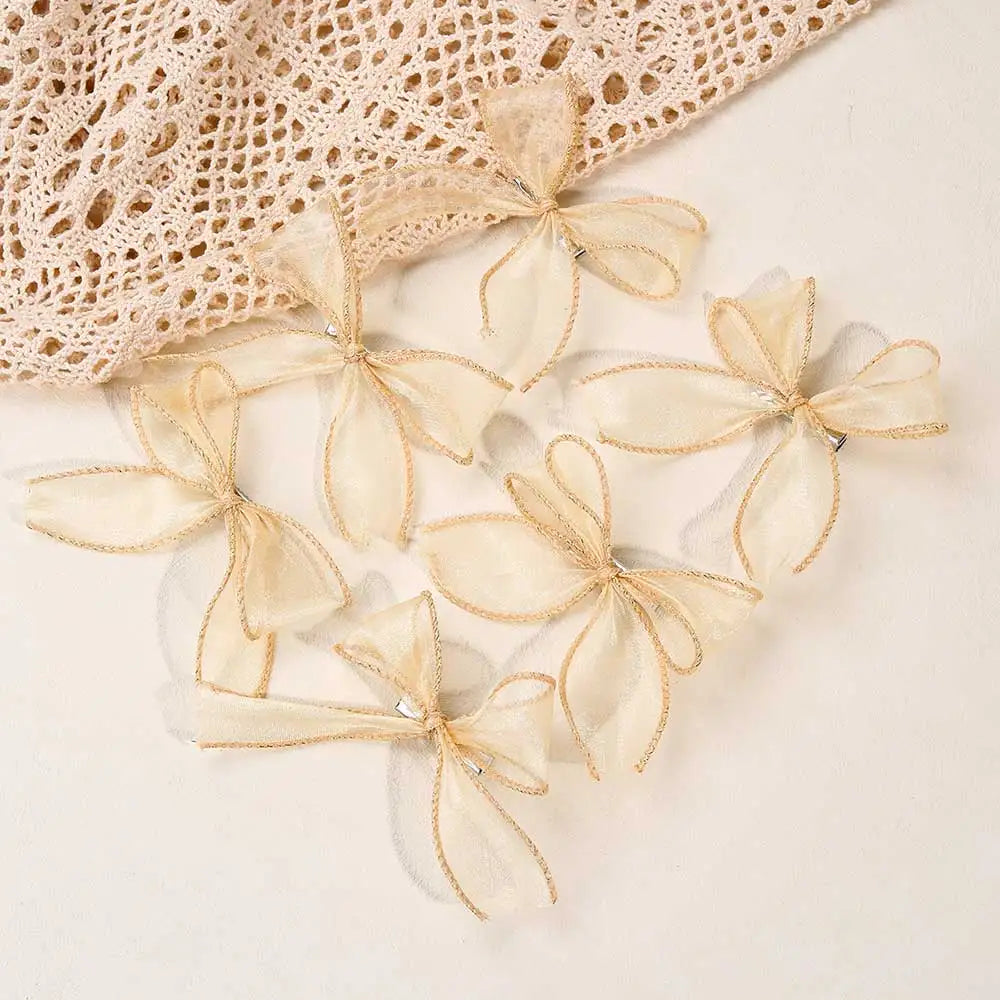 6Pcs White Lace Bow Hair Clips for Baby Girls β Lovely Bowknot Hairpins, Barrettes, Kids Hairgrips, Korean Headwear Accessories