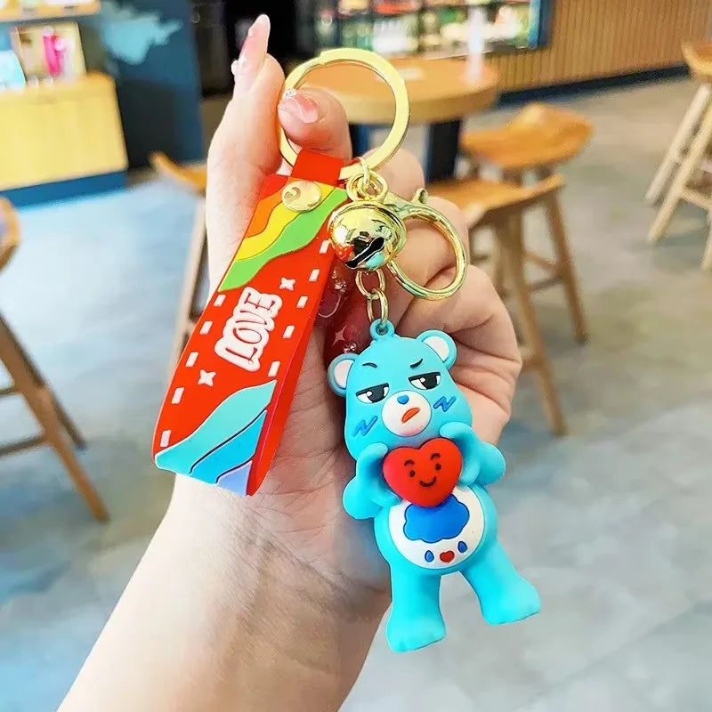 Care Bears Movie II Love Bear Keychain – Cartoon Doll Pendant for Couples & Halloween Gifts