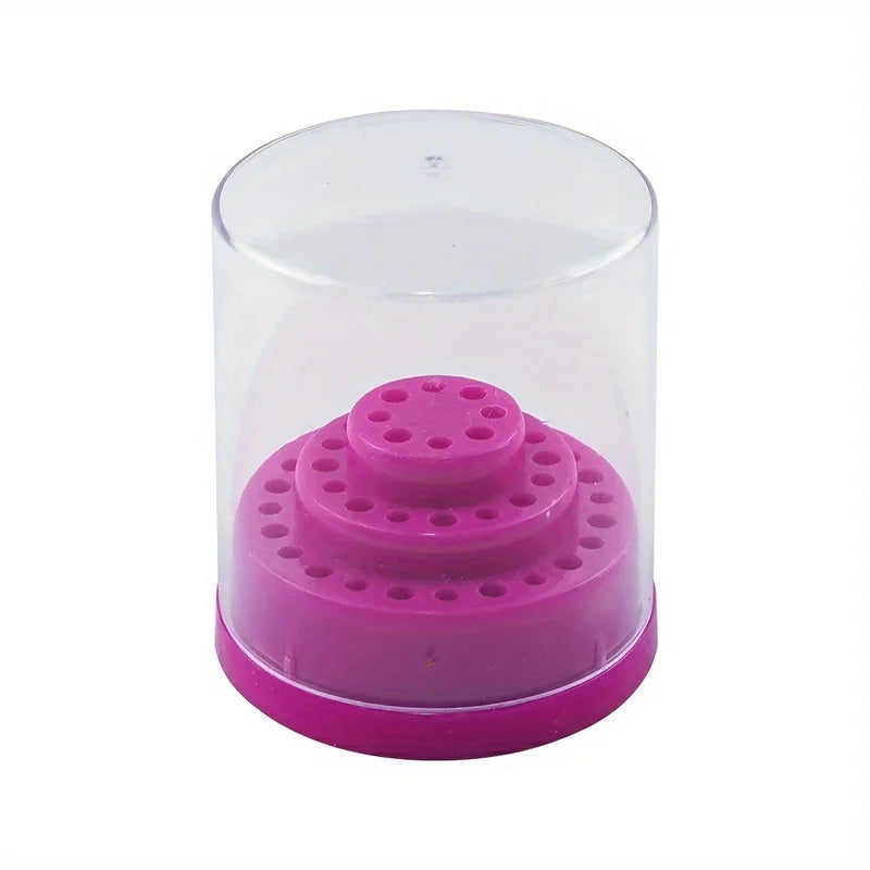 48-Hole Nail Drill Bit Holder - Acrylic Storage Box Stand for Manicure Tools