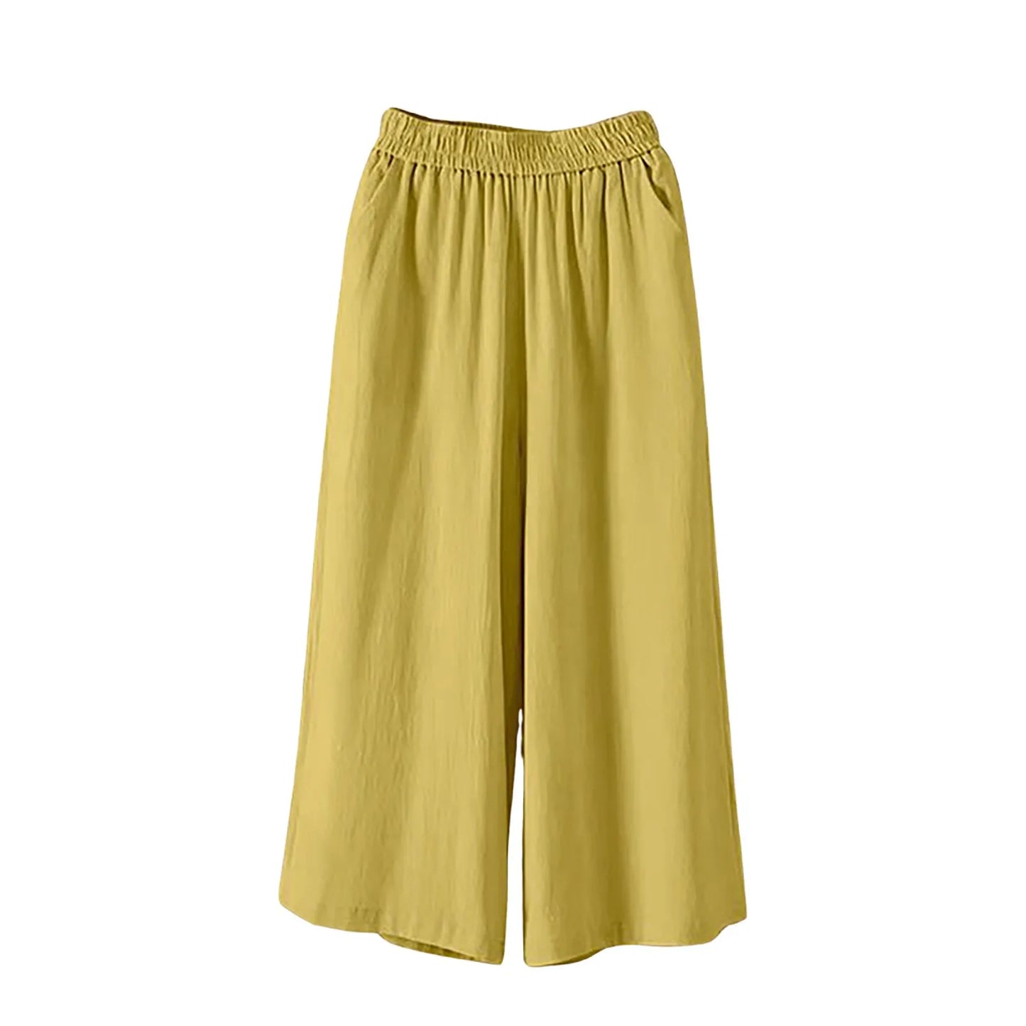 Women’s Casual Wide Leg Pants – High Waisted Loose Fit Cropped Capris with Pockets, Lightweight Lazy Style Versatile Trousers