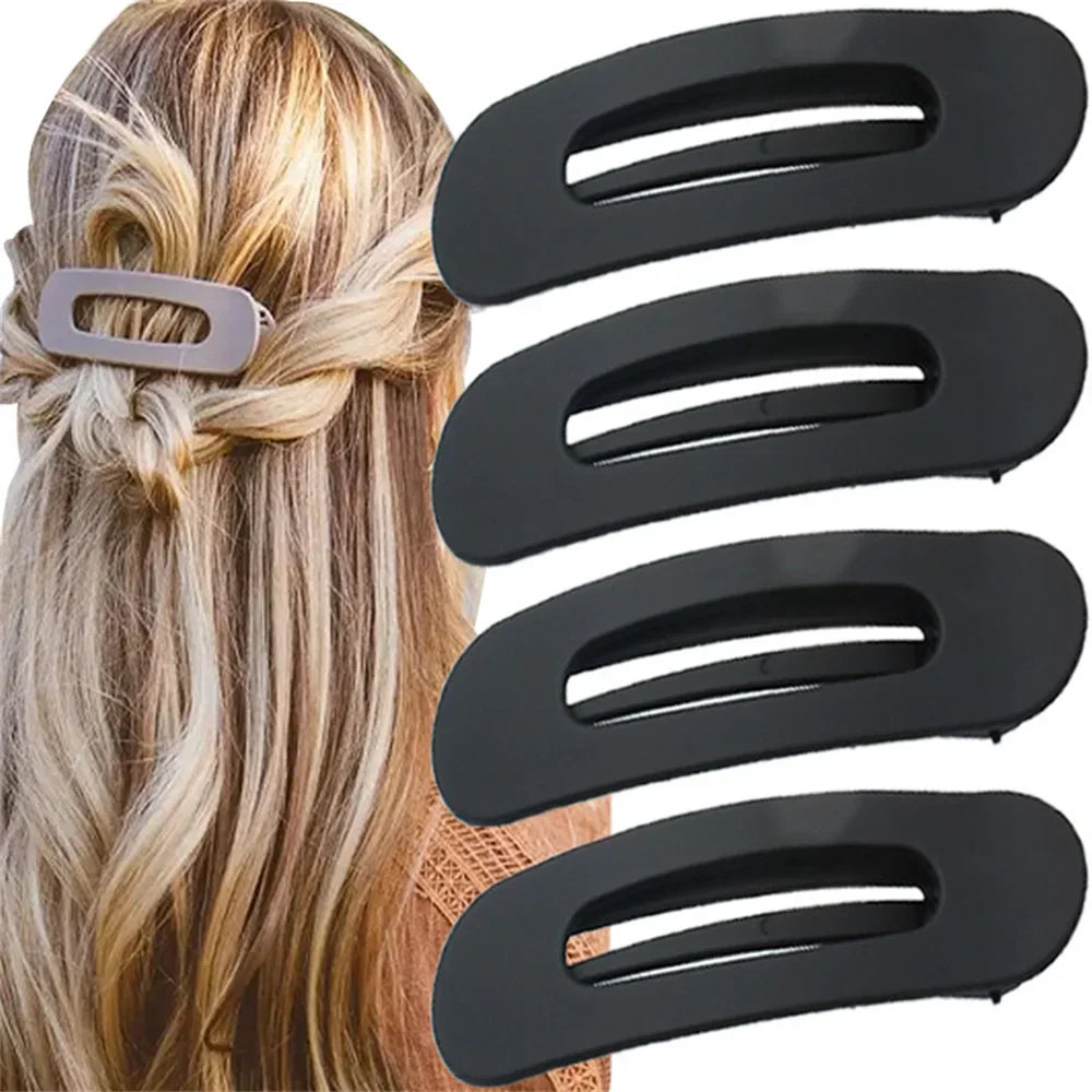 4Pcs Frosted Large Hair Clips Set – Solid Color Acrylic Non-Slip Toothed Hairpins for Women Fashion Hair Accessories