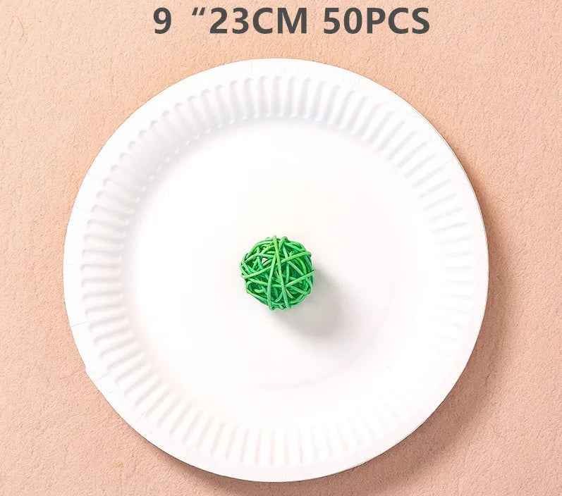 50PCS Disposable Paper Plates for Party, Picnic, DIY Drawing & Kids Craft Activities