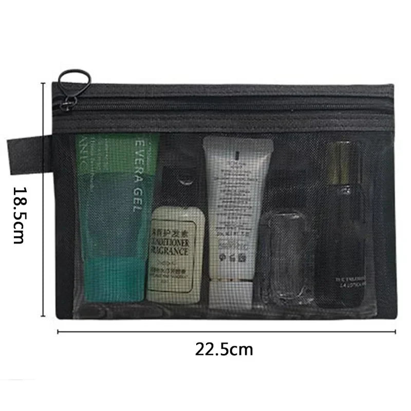 Makeup Brush Travel Case – Mesh Cosmetic Toiletry Bag Organizer for Men & Women, Beauty Tools Dopp Kit Pouch for Wash Storage
