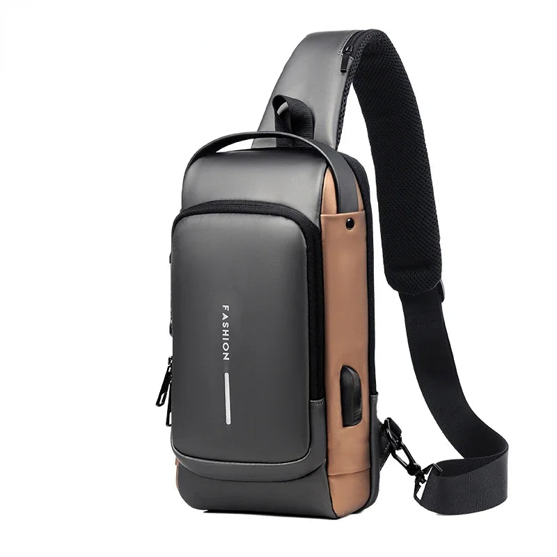 Designer Multifunction Anti-Theft USB Shoulder Bag – Travel Crossbody Messenger Sling Chest Bag for Men, Luxury Brand