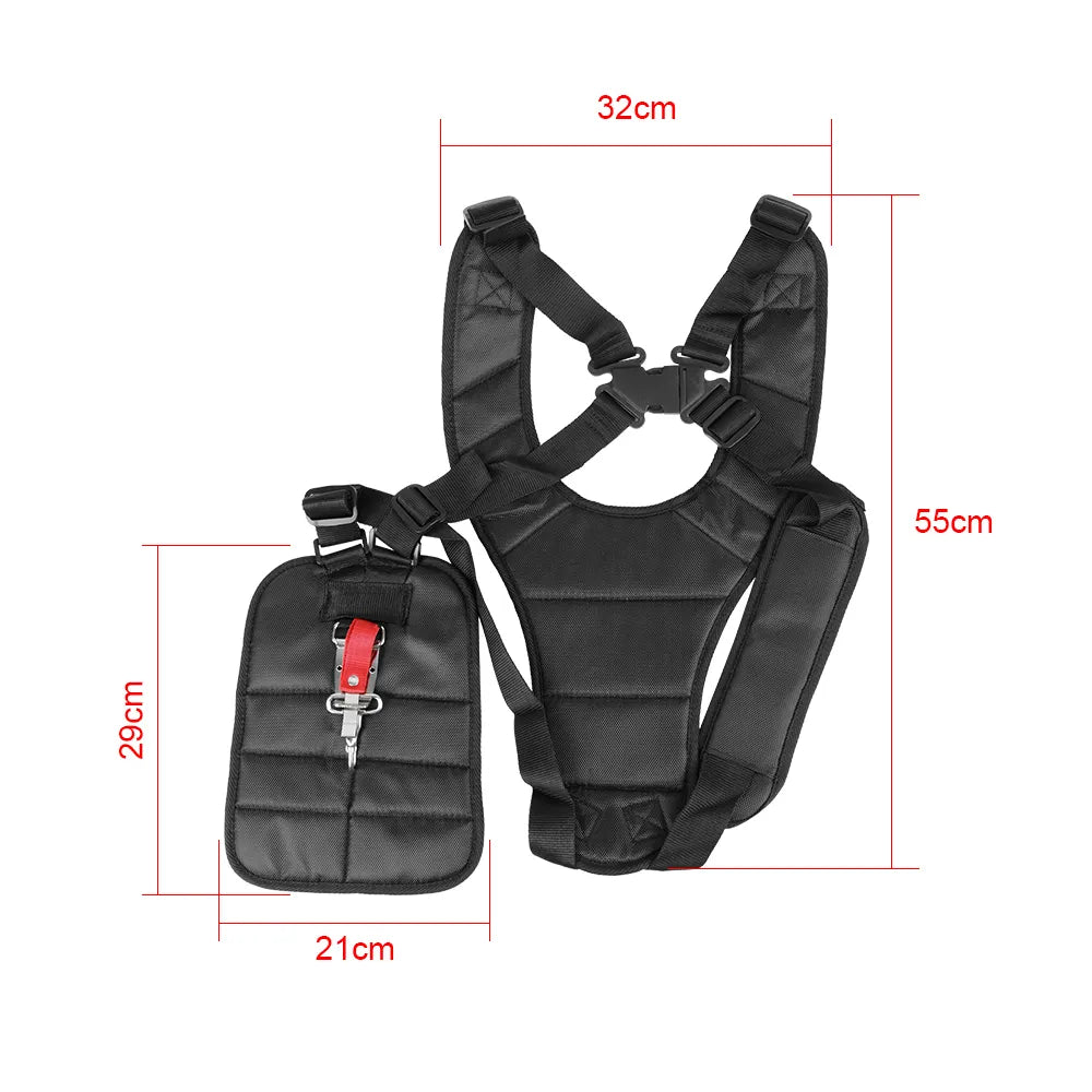Double Trimmer Shoulder Harness Strap Belt for Lawn Mower, Power Pruner, and Brush Cutter - Adjustable Garden Tool Band
