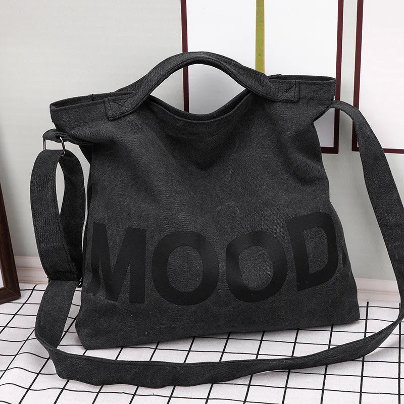 Women’s Tote Bag – Casual Canvas, Large Capacity Designer Handbag, Letters Shoulder & Crossbody Luxury Big Shopper Bag