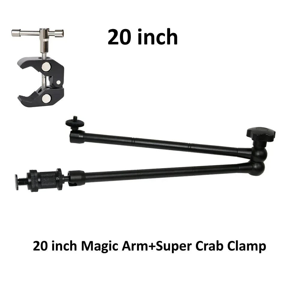 7/11/20 Inch Metal Articulating Magic Arm – Super Clamp Stand for DSLR Camera & Photo Studio Accessories