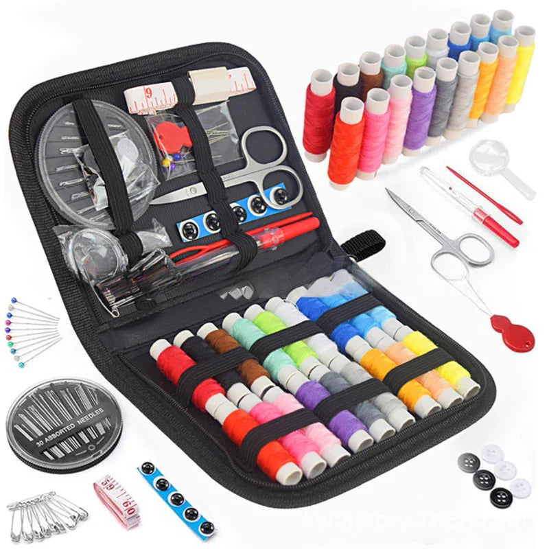 Complete Sewing Kit – Portable Travel DIY Embroidery & Handwork Set with Threads, Needles, Scissors, Tape Measure & Buttons