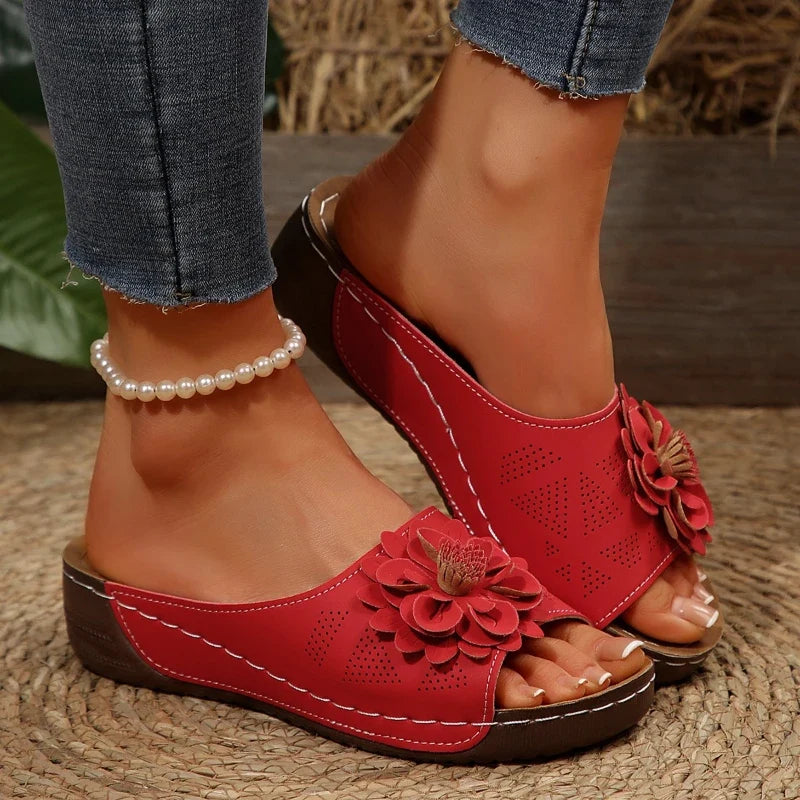 Women’s Roman Style Platform Slippers - Lightweight Hollow-Out Slip-On Shoes