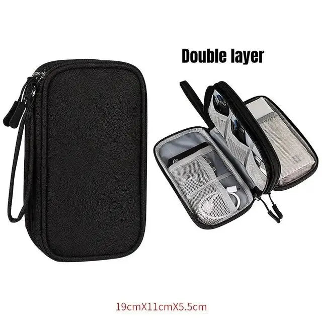Waterproof Travel Cable Organizer Bag – Portable Double-Layer Storage Pouch for Cables & Chargers