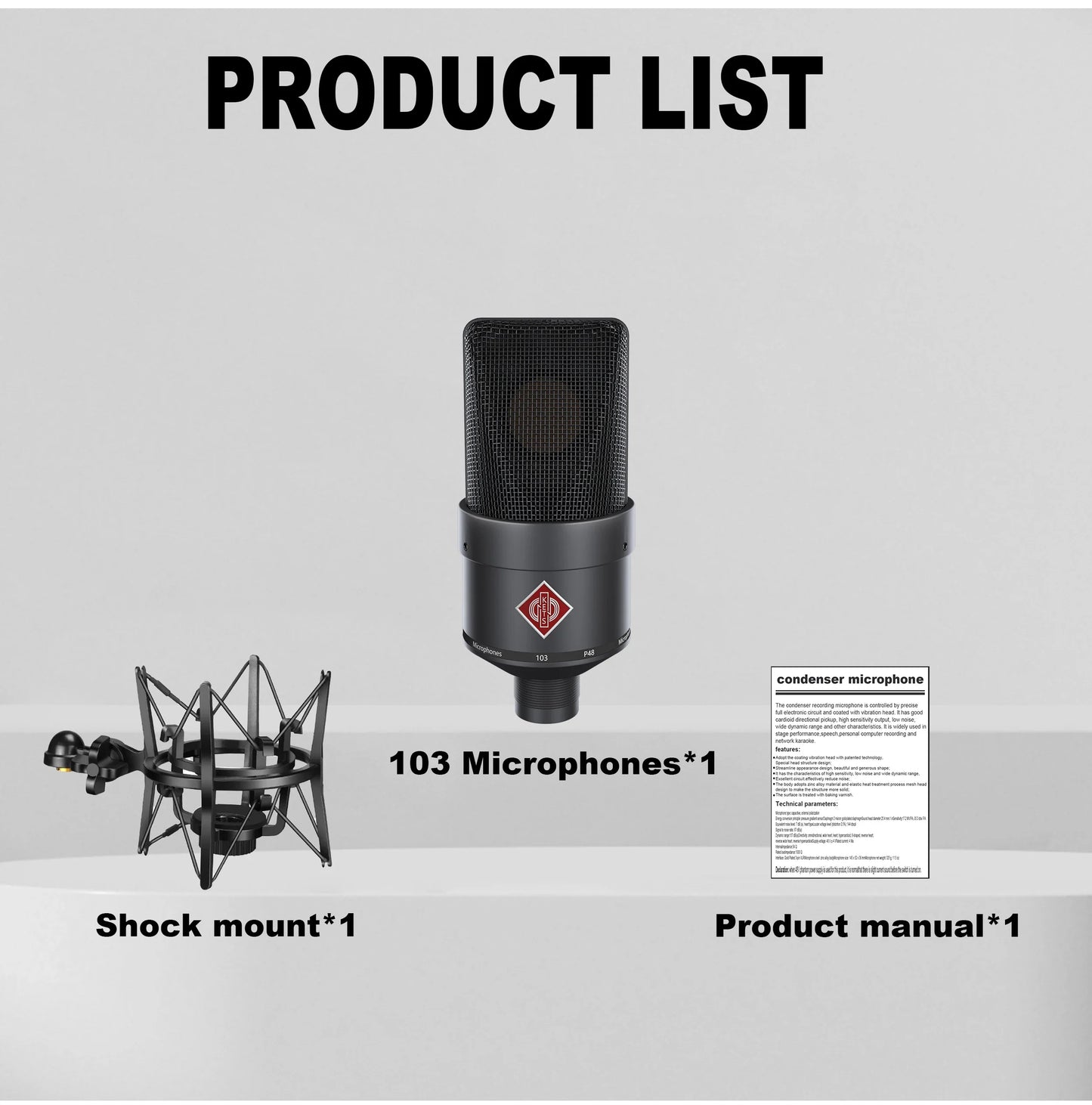 TLM 103 XLR Condenser Microphone – Professional Cardioid Mic for Recording, Podcasting, Voice Over, and Streaming